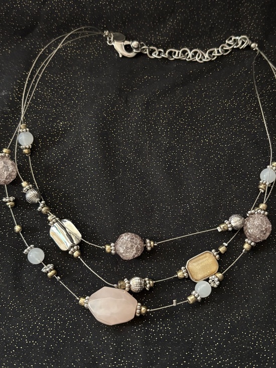 Chico's Jewelry - Chico's Multi-Strand Pink and Silver Beaded Necklace